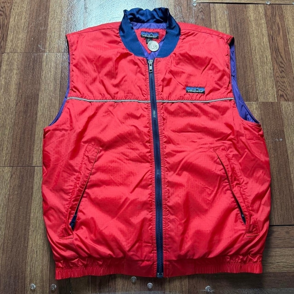 Patagonia Red Vtg 90's Shelled Synchilla Vest Gilet Small